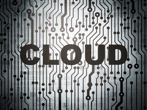 Concetto di cloud computing: circuito stampato con Cloud — Foto Stock