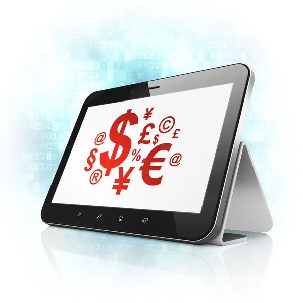 Concepto de noticias: Símbolo de finanzas en la computadora de la tableta PC — Foto de Stock