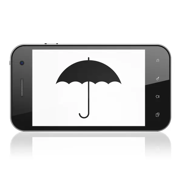 Koruma kavramı: Smartphone şemsiye — Stok fotoğraf