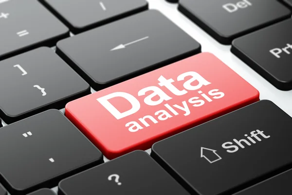 Informatie concept: data-analyse op computer toetsenbord achtergrond — Stockfoto