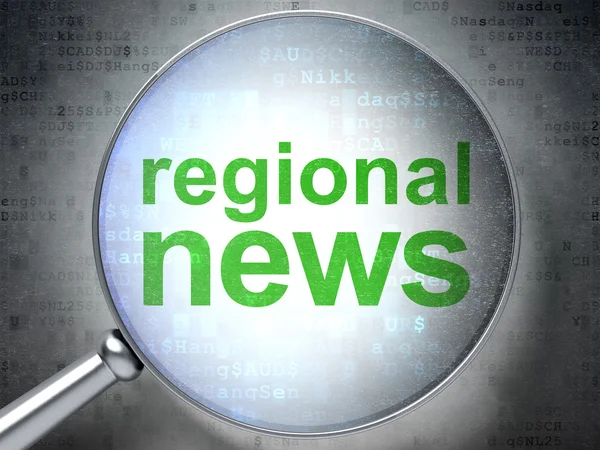 Концепция новостей: региональные новости с оптическим стеклом — стоковое фото
