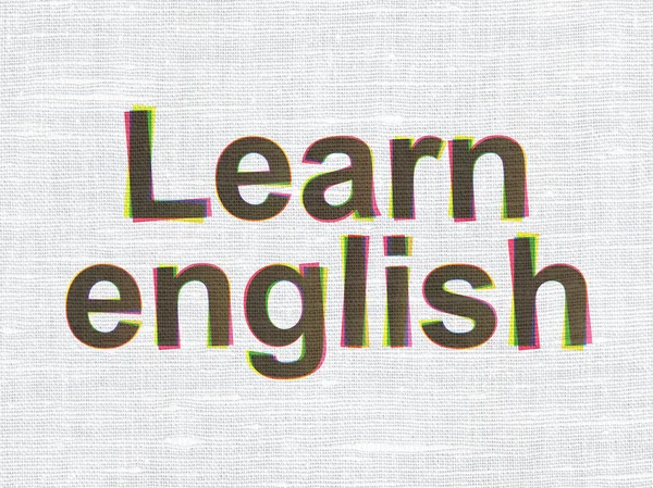 Onderwijs concept: Engels leren op stof textuur achtergrond — Stockfoto