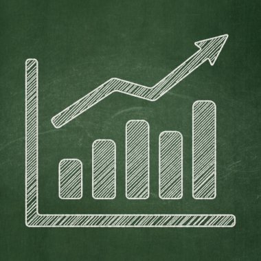 haber Konsept: Kara tahta arka plan üzerinde büyüme grafiği