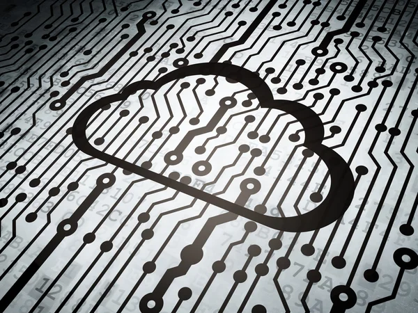 Concetto di cloud computing: circuito stampato con Cloud — Foto Stock