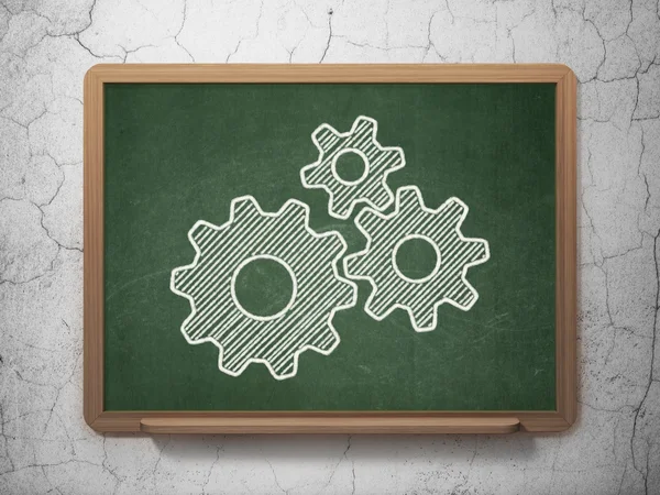 Advertising concept: Gears on chalkboard background — Stock Photo, Image