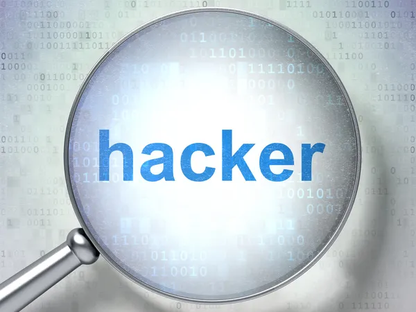 Concepto de seguridad: Hacker con vidrio óptico —  Fotos de Stock