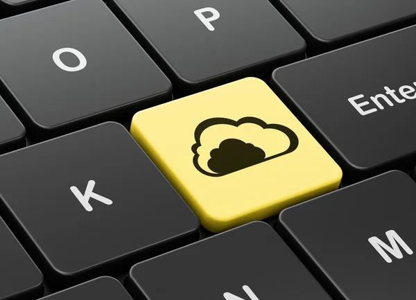 Concept de technologie Cloud : Cloud sur fond de clavier d'ordinateur — Photo