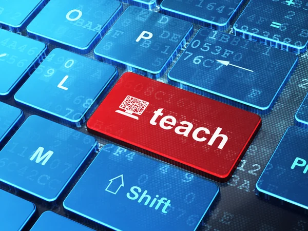 Concetto di istruzione: Computer PC e insegnare su sfondo tastiera del computer — Foto Stock