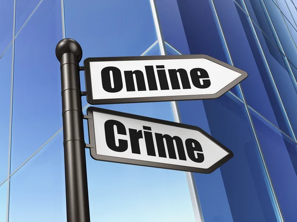 Conceito de proteção: assinar Crime Online no fundo do edifício — Fotografia de Stock