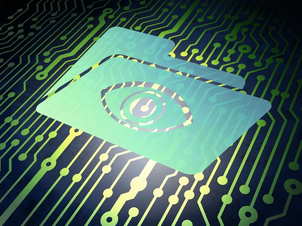 Finance concept: circuit board with Folder With Eye — Stock Photo, Image
