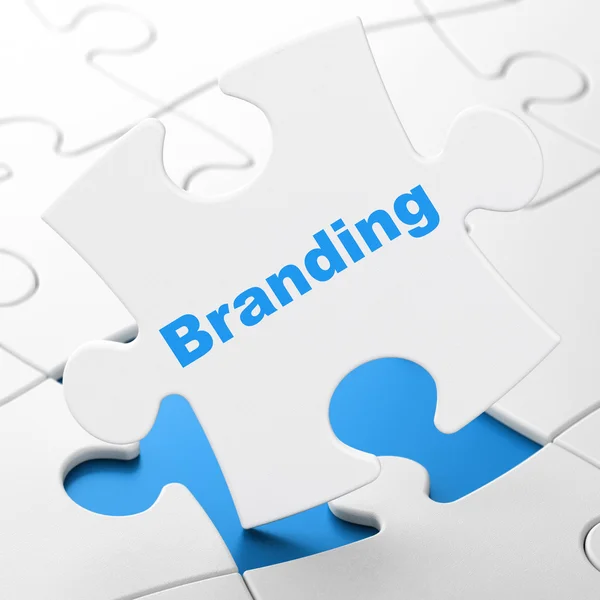 Concepto de marketing: Branding en el fondo del rompecabezas — Foto de Stock
