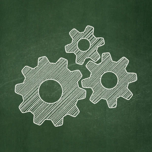 Finance concept: Gears on chalkboard background — Stock Photo, Image