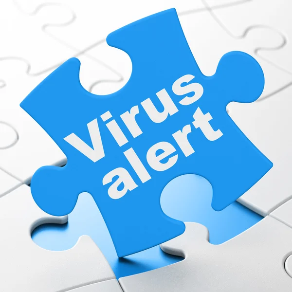 Concetto di privacy: Virus Alert su sfondo puzzle — Foto Stock