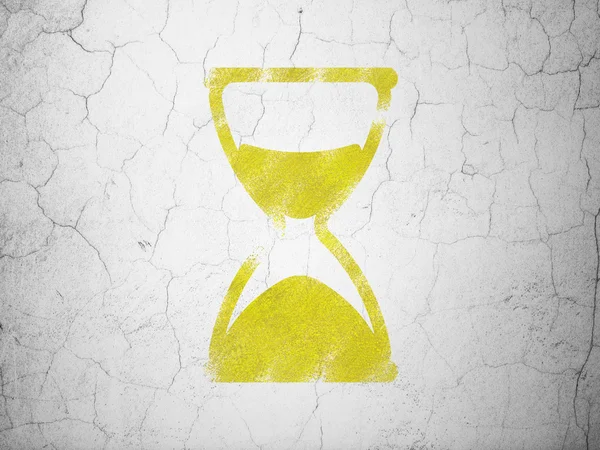 Timeline concept: Hourglass on wall background — Stock Photo, Image