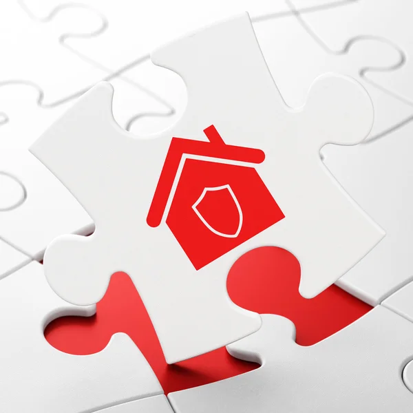 Concetto di sicurezza: Home su sfondo puzzle — Foto Stock