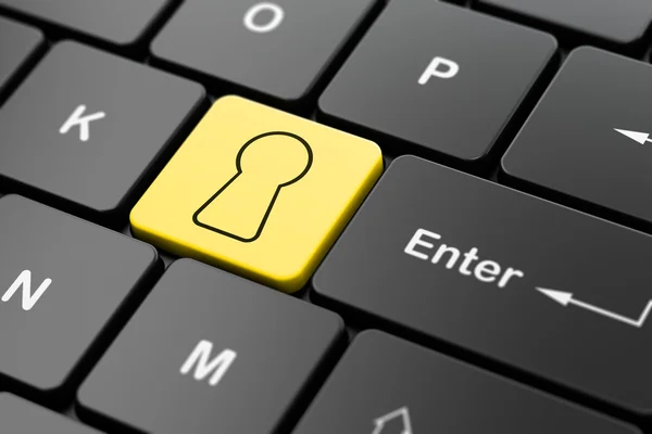 Safety concept: Keyhole on computer keyboard background — Stock Photo, Image