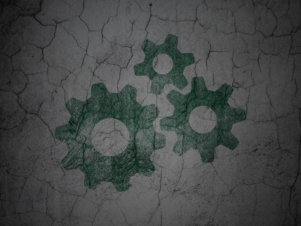Маркетинговая концепция: Gears on grunge wall background — стоковое фото