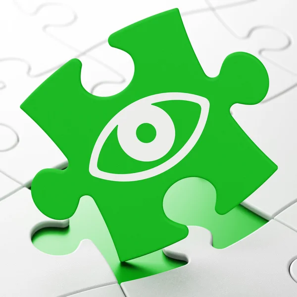 Privacy concept: Eye on puzzle background — Stock Photo, Image