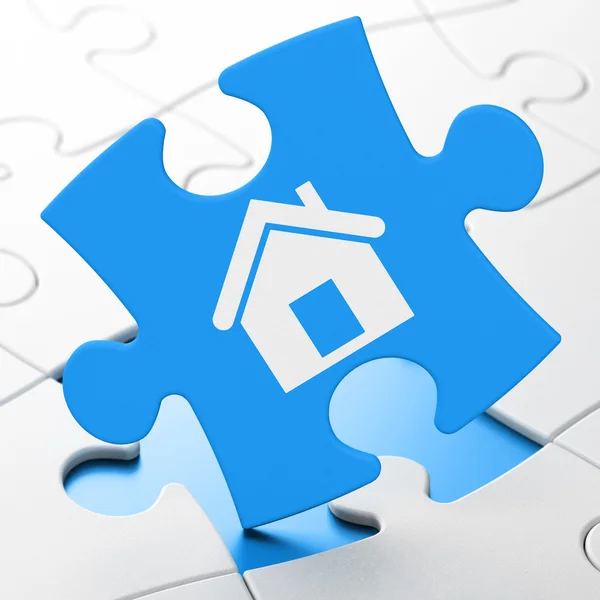 Concetto di finanza: Home su sfondo puzzle — Foto Stock