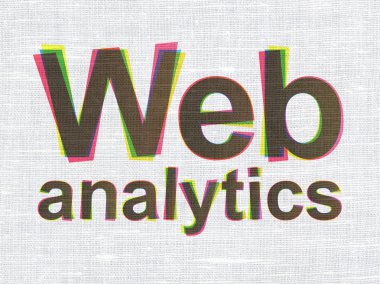 Web geliştirme kavramı: web analytics kumaş dokusu zemin üzerine