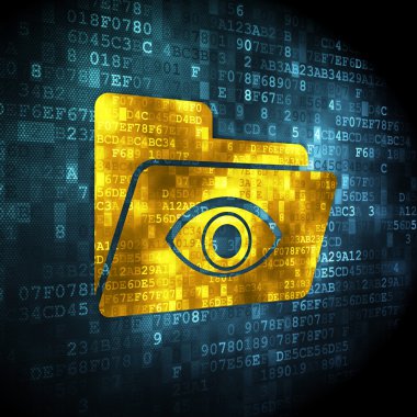 Ekonomi kavramı: klasör ile göz dijital arka plan üzerinde