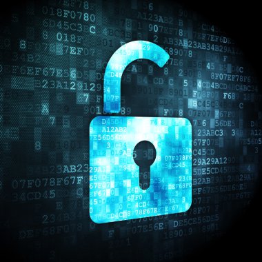 veri kavramı: dijital arka planda açılan asma kilit