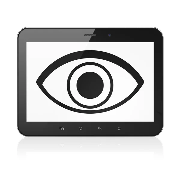 Veiligheidsconcept: oog op tablet pc-computer — Stockfoto