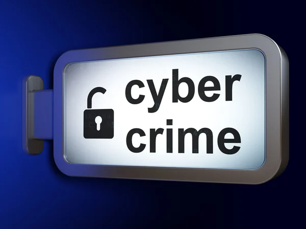 Privacy concept: Cyber Crime and Opened Padlock on billboard background — Stock Photo, Image