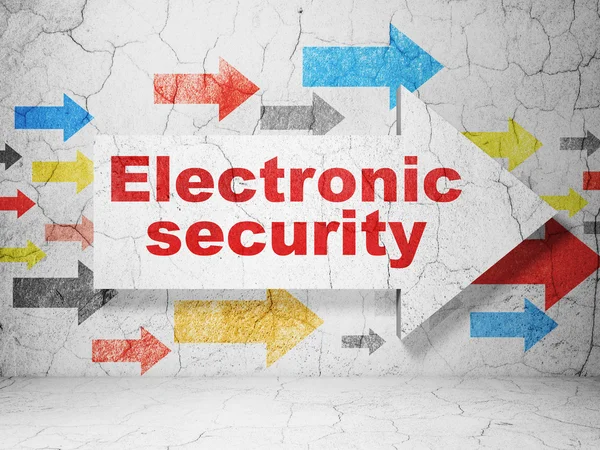 Conceito de proteção: seta whis Electronic Security no fundo da parede grunge — Fotografia de Stock