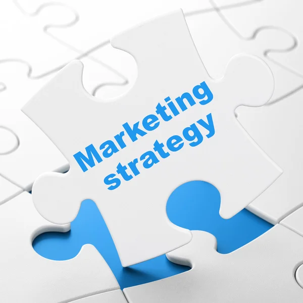 Reklamní koncept: marketingové strategie na pozadí puzzle — Stock fotografie