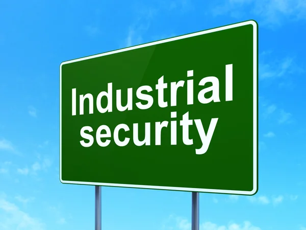 Protection concept: Industrial Security on road sign background — Stock Photo, Image