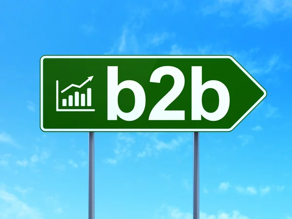 Finance concept: B2b and Growth Graph on road sign background — Stock Photo, Image