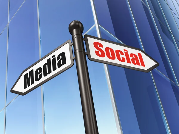Concetto di social media: firma Social Media su Building background — Foto Stock