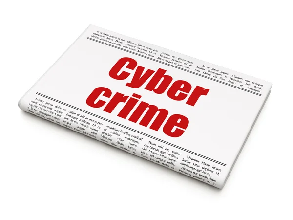 Concepto de seguridad: titular del periódico Cyber Crime —  Fotos de Stock