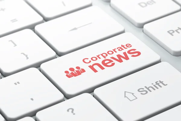 Nieuws begrip: mensen uit het bedrijfsleven en corporate nieuws op computer toetsenbord achtergrond — Stockfoto