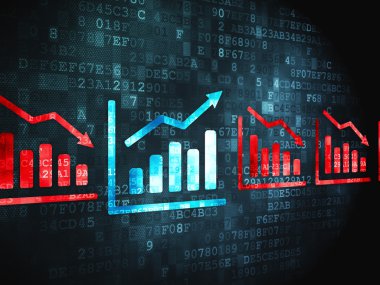 İş kavramı: grafik dijital arka plan üzerinde