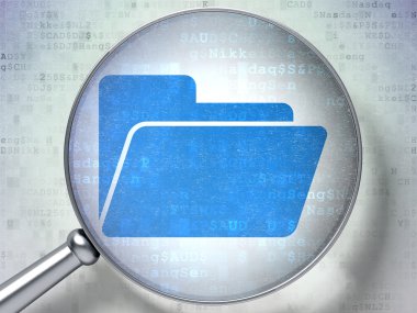 Ekonomi kavramı: optik cam dijital arka plan ile klasör