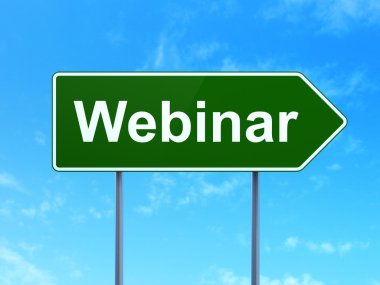 Eğitim kavramı: yol işareti arka plan webinar