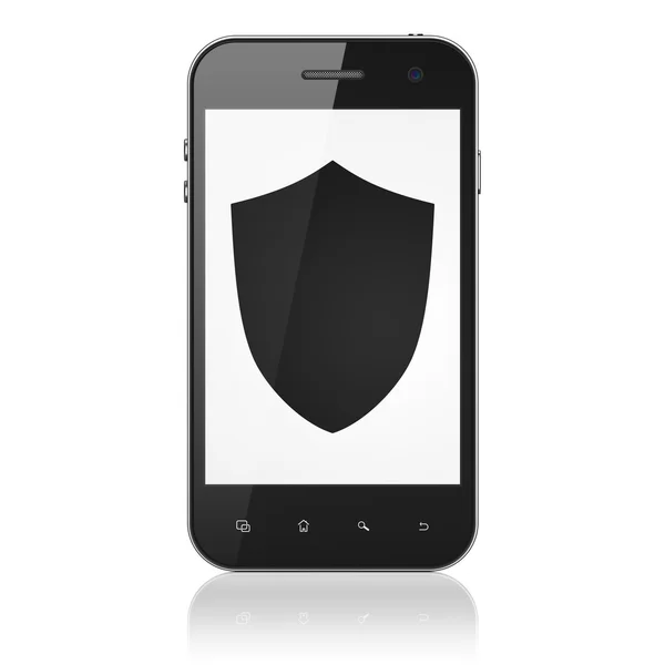 Privacy concept: Shield op smartphone — Stockfoto
