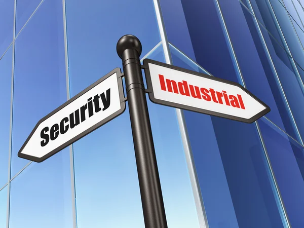 Sekretess koncept: underteckna industriell säkerhet på att bygga bakgrund — Stockfoto