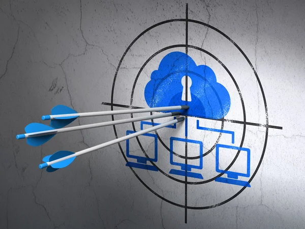 Wolk technologie concept: pijlen wolk netwerk target — Stockfoto