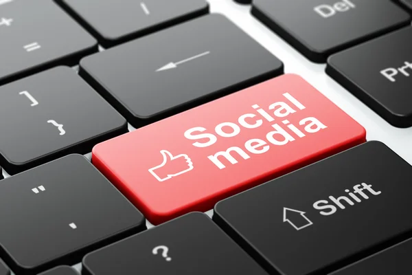 Koncept sociální média: like a sociální média na klávesnici — Stockfoto