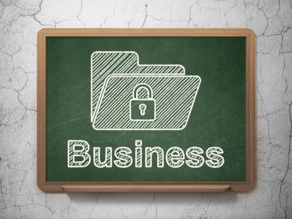 Finance concept: Folder With Lock and Business on chalkboard — Stock Photo, Image