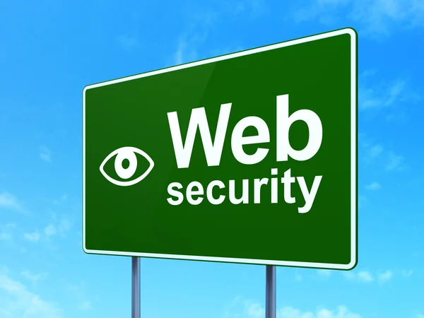 Concetto di privacy: Web Security e Eye on road sign background — Foto Stock