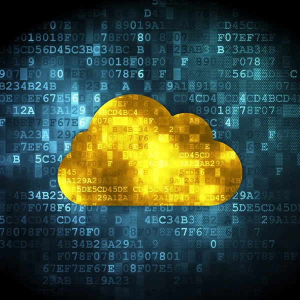 Koncepcja sieci w chmurze: chmury na tle cyfrowy — Zdjęcie stockowe