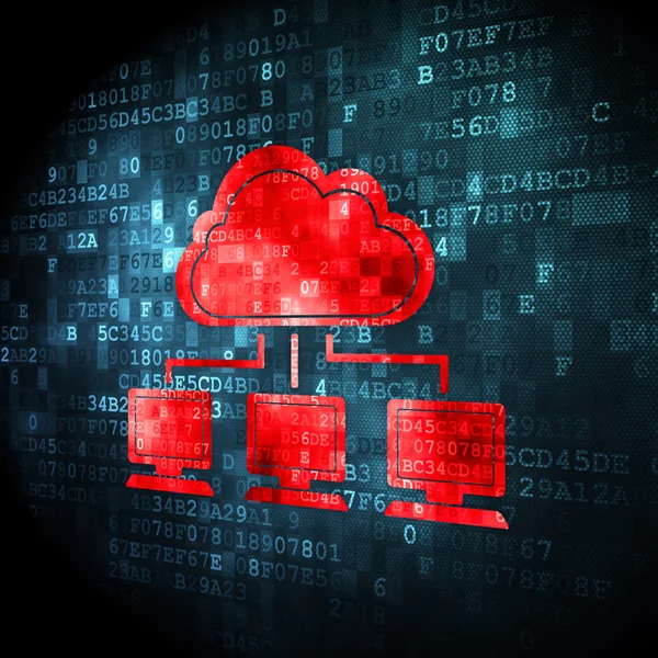 Cloud-Technologie-Konzept: Cloud-Netzwerk auf digitalem Hintergrund — Stockfoto