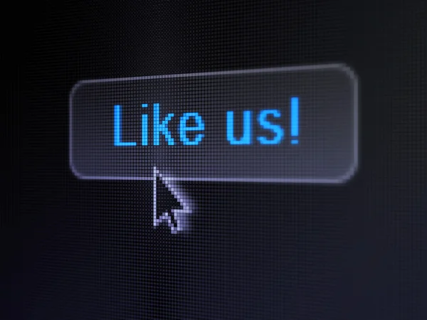 Концепция социальных сетей: Как и мы! на фоне цифровой кнопки — стоковое фото