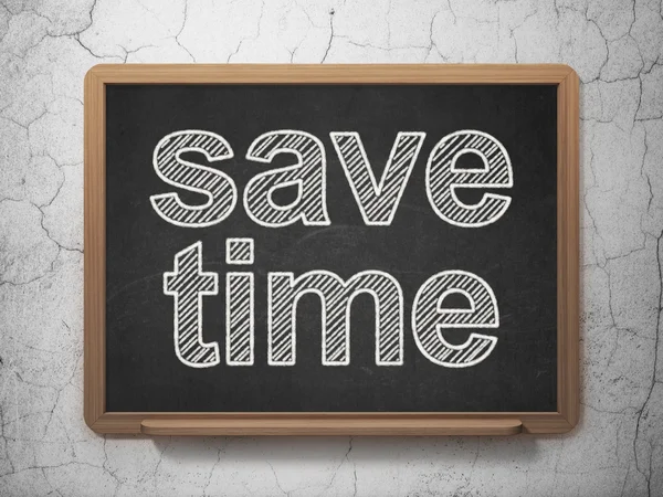 Tijdlijn concept: tijd besparen op het schoolbord achtergrond — Stockfoto