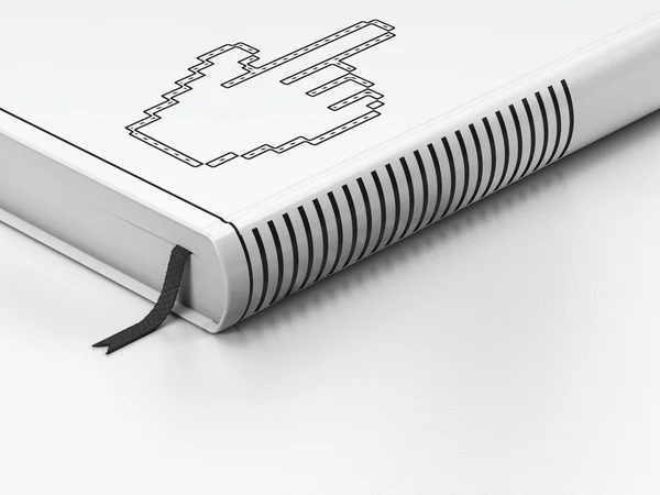Conceito de rede social: livro fechado, cursor de mouse em branco — Fotografia de Stock