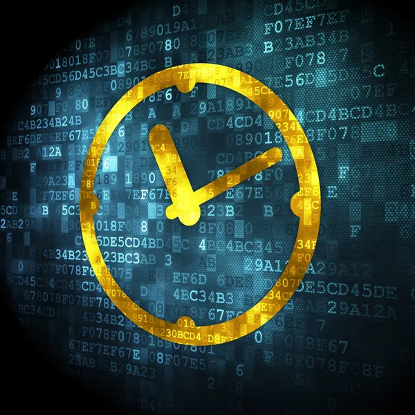 Timeline-Konzept: Uhr auf digitalem Hintergrund — Stockfoto